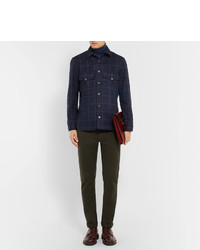 Isaia Checked Wool And Cashmere Blend Shirt