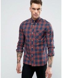 Fred Perry Laurel Wreath Reissues Shirt Plaid Check Slim Fit In Navy