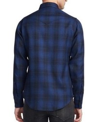 Saint Laurent Shadow Plaid Wool Shirt
