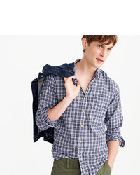 J.Crew Slim Brushed Flannel Shirt In Navy Plaid