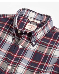Brooks Brothers Plaid Crepe Madras Short Sleeve Sport Shirt