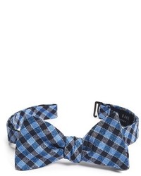 Navy Plaid Silk Bow-tie