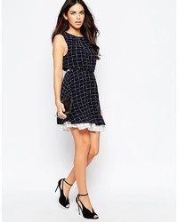 Style London Skater Dress In Check With Contrast Underlay