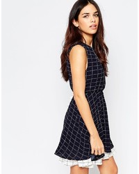 Style London Skater Dress In Check With Contrast Underlay