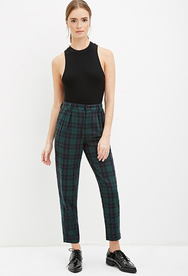 black and white plaid pants forever 21