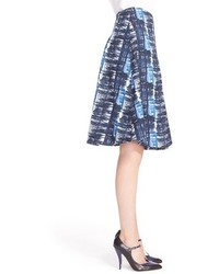 Oscar de la Renta Watercolor Plaid Jacquard Skirt