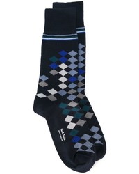 Navy Plaid Socks