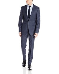 Andrew Fezza Franz Blue Plaid Two Button Side Vent Suit With Flat Front Pant