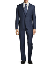 Neiman Marcus Modern Fit Two Piece Suit Navy Plaid