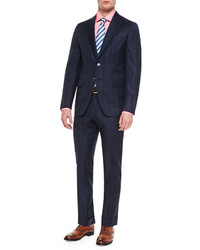 Isaia Plaid Two Piece Suit Navy