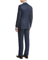 Brioni Plaid Wool Silk Two Piece Suit Medium Blue