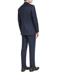 Canali Sienna Contemporary Fit Tonal Plaid Suit Navy