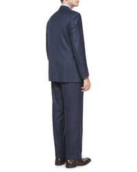 Brioni Super 160s Plaid Two Piece Suit Navyturquoise