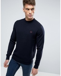 Fred Perry Texture Knit Sweater Checkerboard In Navy