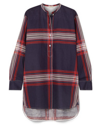 By Malene Birger Tilli Checked Linen And Cotton Blend Twill Top