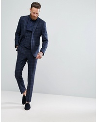 ASOS DESIGN Asos Skinny Suit Jacket In Blue Wool Mix Tartan