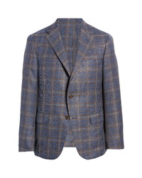 Hickey Freeman Classic Fit Plaid Wool Blend Sport Coat