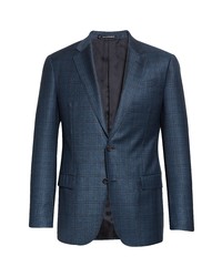 Emporio Armani G Line Plaid Wool Sport Coat In Teal At Nordstrom