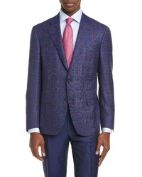 Canali Kei Classic Fit Windowpane Plaid Wool Sport Coat