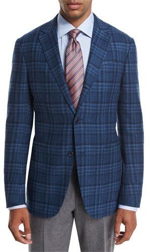 Blue plaid discount jacket wool zegna