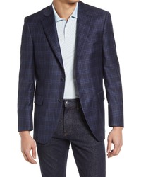 Peter Millar Tailored Fit Plaid Wool Sport Coat In Navy At Nordstrom