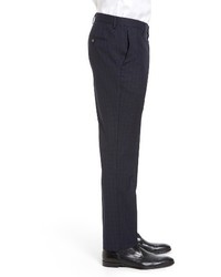 BOSS Genesis Flat Front Plaid Wool Trousers