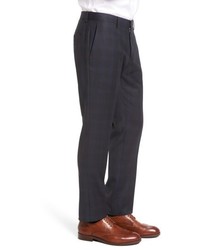 BOSS Genesis Flat Front Plaid Wool Trousers