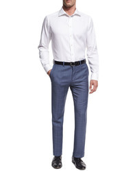 Theory Marlo U Camley Plaid Wool Straight Leg Suit Pants Blue