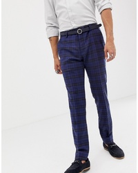 Twisted Tailor Super Skinny Suit Trouser With Blue Tartan Wool