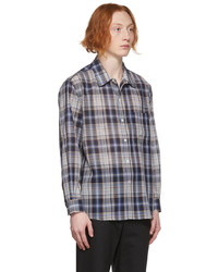 Auralee Blue Wool Check Shirt