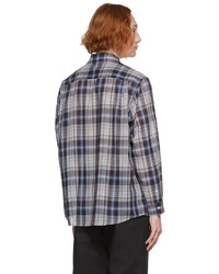 Auralee Blue Wool Check Shirt