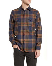Pendleton Y Plaid Button Up Wool Flannel Shirt