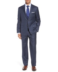 Hickey Freeman Classic B Fit Plaid Wool Suit