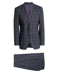 BOSS Hugegenius Classic Fit Plaid Wool Suit