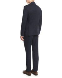 Brunello Cucinelli Plaid Two Button Wool Suit Navy