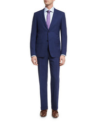 Canali Plaid Wool Two Piece Suit Navy