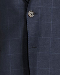 Brunello Cucinelli Plaidwindowpane Slim Fit Two Piece Wool Suit Blue