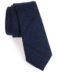 Navy Plaid Wool Tie