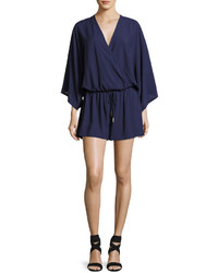 Vince Camuto 34 Sleeve Jersey Romper Navy