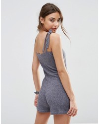 Asos Collection Casual Lounge Rib Romper With Ties