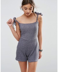 Asos Collection Casual Lounge Rib Romper With Ties