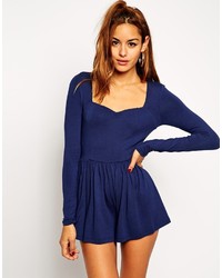 Asos Collection Romper With Long Sleeves And Sweetheart Neckline