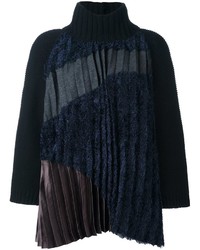 Kolor Contrast Panel Pleated Front Knit Top