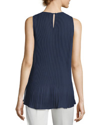 Laundry by Shelli Segal Solid Pleated Chiffon Top