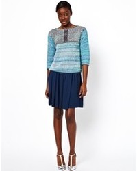 See by Chloe Crepe Flippy Skirt With Elasticated Waist Navy