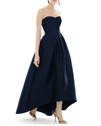 Alfred Sung Strapless Highlow Sa Twill Gown