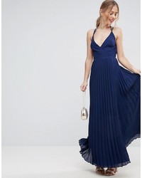 Asos Wrap Front Pleated Maxi Dress