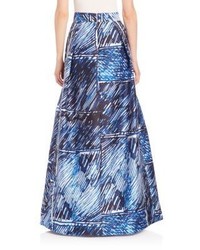 Milly Scribble Print Pleated Maxi Skirt