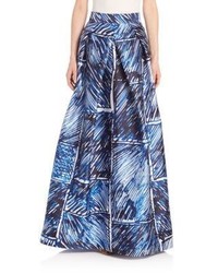 Milly Scribble Print Pleated Maxi Skirt