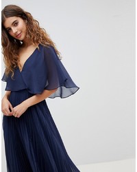 ASOS DESIGN Midi Dress With Pleat Skirt And Flutter Sleeve